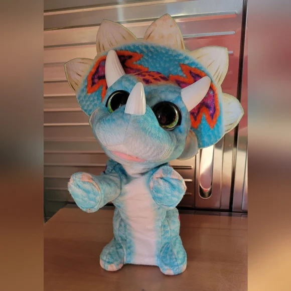 2014 FurReal Hoppin' Topper HASBRO Interactive Plush Pet Triceratops Dinosaur - Picture 1 of 13